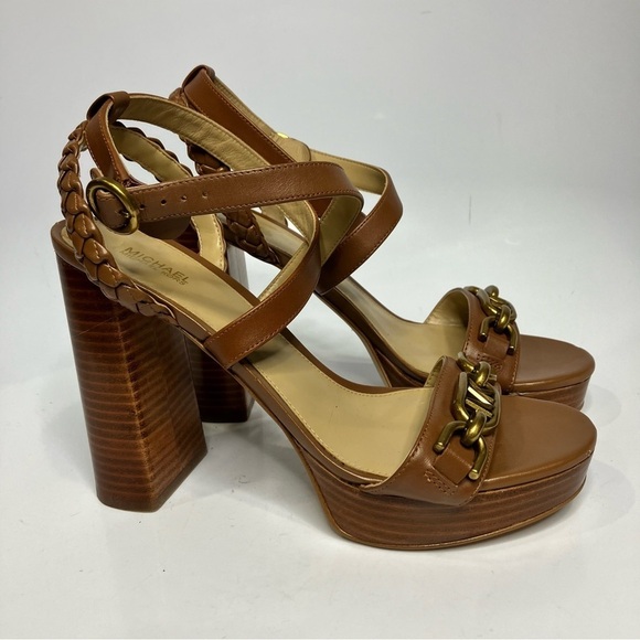 Michael Kors Kailey embellished platform Sandals brown size 9.5 - Picture 2 of 10